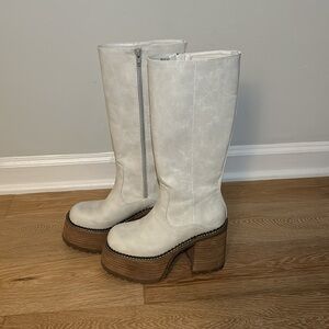 VINTAGE SOUL KNEE HIGH BOOTS - IVORY